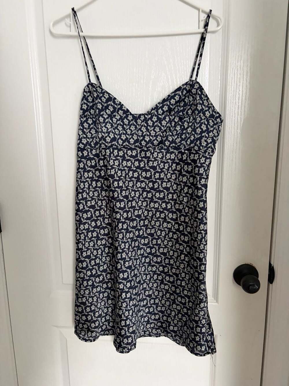 Free People On Our Radar Navy Floral Satin Slip Mini Dress